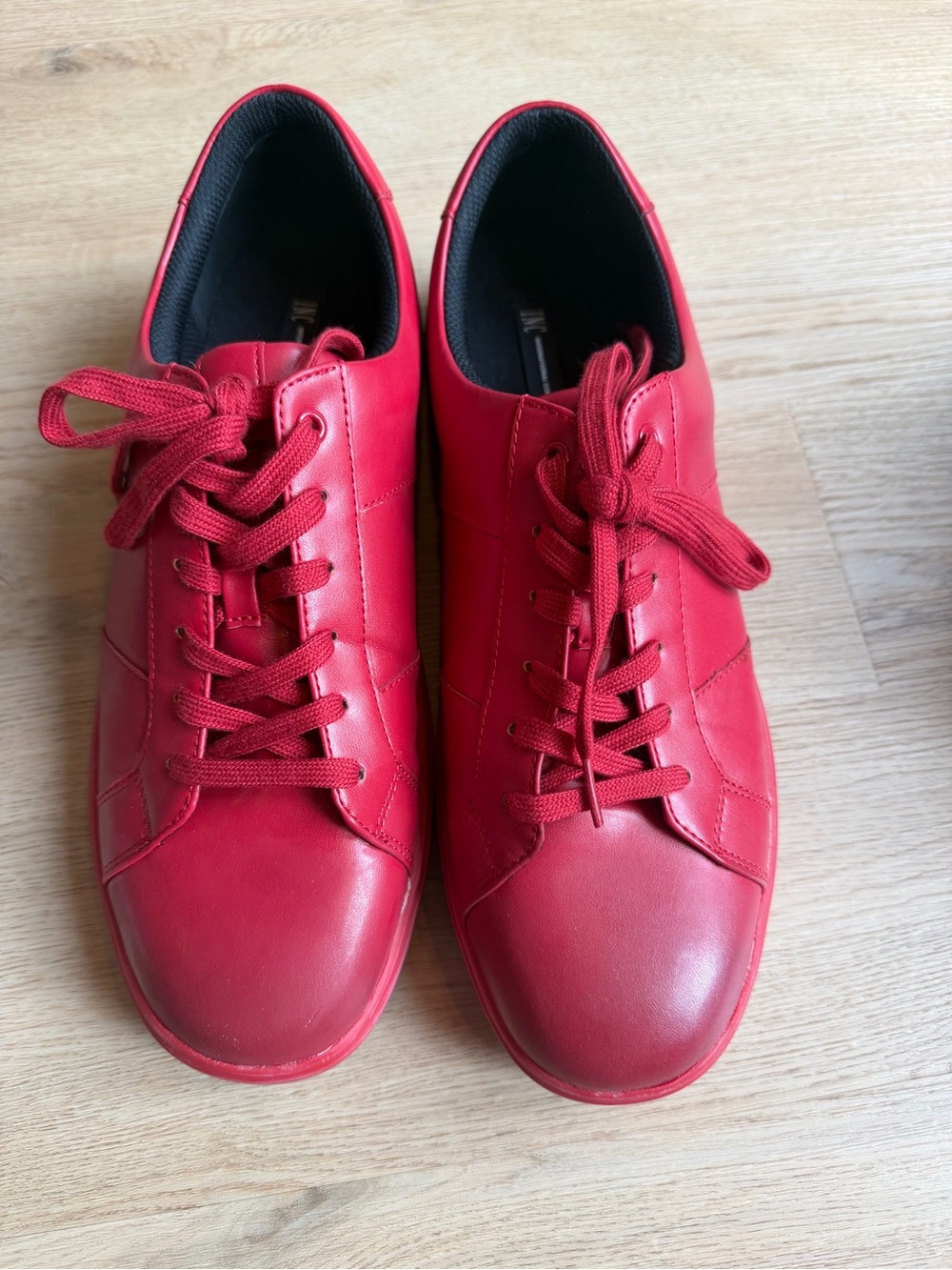 INC International Concepts Red Leather Low-Top Sneakers